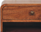 Furniture Solid Wood Curved Honey Caramel Wall Mounted Bedside - Image 8