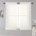 Sheer Curtains Ivory, Short Panels Rod Pocket 2 Panels, Cafe Curtains Small by OWENIE