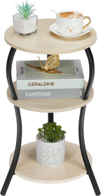 Vintage Small Round Side Table, 3-Tier Slim Waist Circular End Table by YEAKOO
