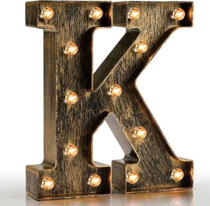 Pooqla Vintage Light Up Marquee Letters with Lights – Illuminated Industrial Style Lighted Alphabet Letter Signs - Coffee Bar Apartment Bedroom Wall Home Initials Decor A-Z by Pooqla