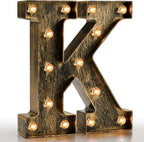 Pooqla Vintage Light Up Marquee Letters with Lights – Illuminated Industrial Style Lighted Alphabet Letter Signs - Coffee Bar Apartment Bedroom Wall Home Initials Decor A-Z by Pooqla