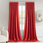 MIULEE Christmas Red Back Tab Blackout Curtains 52x120 Inch Long 2 Panels | Rod - Image 9
