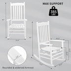 Outvita Outdoor Rocking Chair, Solid Wood High Back Rocker, All Weather Lounge - Image 3