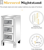 VINGLI 3-Drawer Mirrored Nightstand Bedside Table Modern Night Stands Set of 2 - Image 4