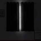 Black Blackout Curtains 52 x 63 Inch Length/Set of 2 Curtain Panels/Thermal - Image 3