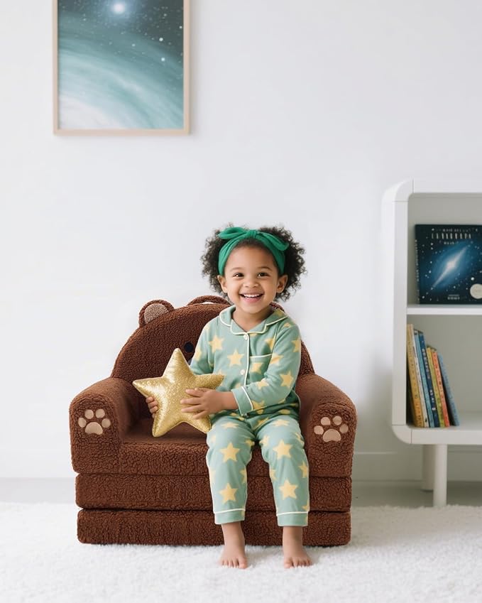 MOONBEEKI 2-in-1 Foldable Toddler Couch, Soft Sherpa Fabric - Image 6