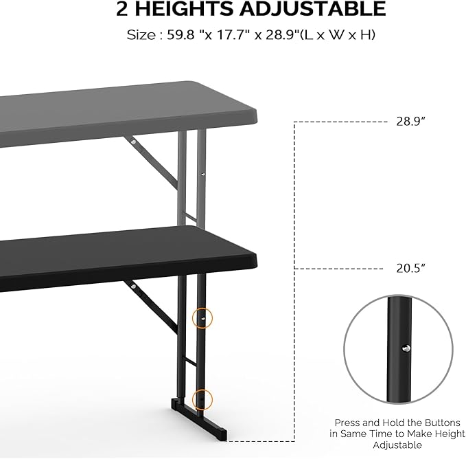 VINGLI 4 FT Narrow Folding Table, Home Work - Image 4
