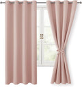 Blackout Curtains for Bedroom, 52 x 63 Inches Length Blush 2 Panels | Thermal by Hiasan