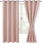 Blackout Curtains for Bedroom, 52 x 63 Inches Length Blush 2 Panels | Thermal by Hiasan