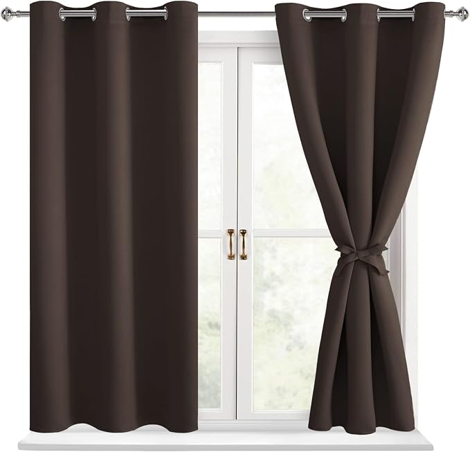 Blackout Curtains for Bedroom, 2 Drape Panels, 42 x 54 Inch | Thermal Insulated by Hiasan