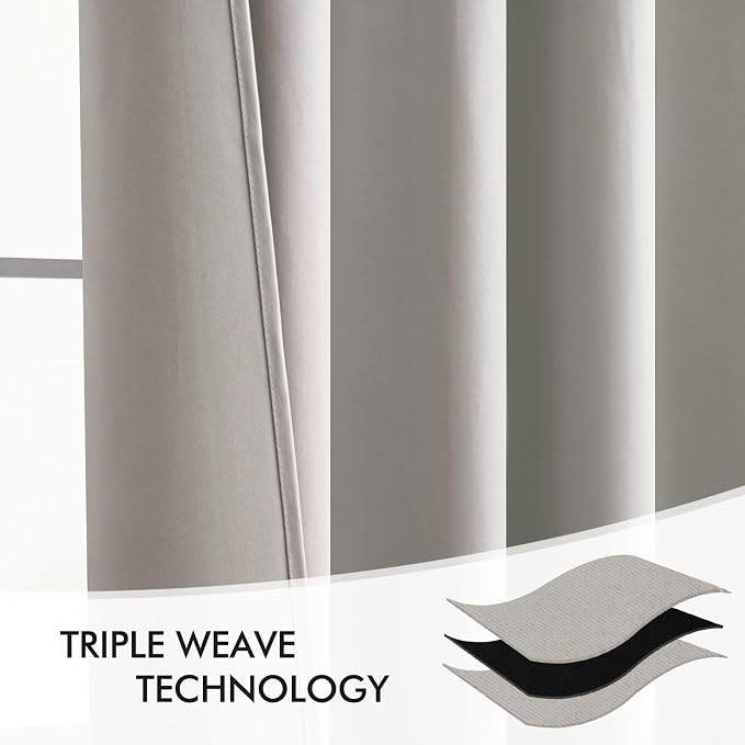 MIULEE Cobblestone Back Tab Blackout Curtains 52x108 Inch Long 2 Panels Set | - Image 6