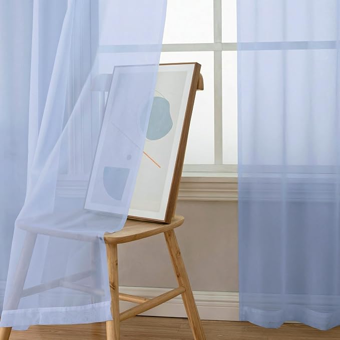 Short Sheer Curtains for Bedroom Living Room 54 Inch Length 2 Panels Set - Image 5