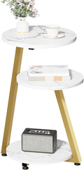 BEWISHOME Round End Table Marble Side Table by BEWISHOME