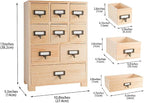 Apothecary Cabinet with 9 Drawers & Labels Rustic Library Card Catalog Cabinet - Image 3