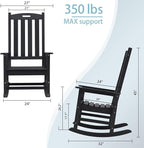 Psilvam Oversized Outdoor Rocking Chair, HDPE Porch Rocker Chairs - Image 3