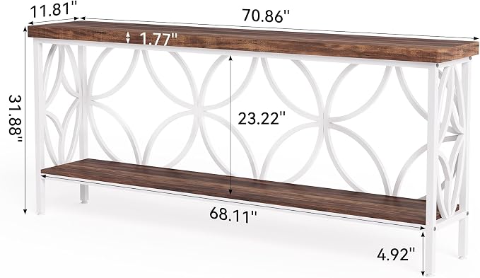 LITTLE TREE Sofa Table, 70.9 Inch Industrial Behind Couch Table - Image 3
