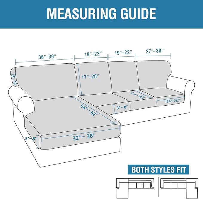 H.VERSAILTEX Sectional Couch Covers 8 Pieces Stretch Sofa Cover - Image 3