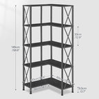 HOOBRO Corner Bookshelf, 5-Tier L-Shaped Bookcase, Industrial Open Display - Image 2