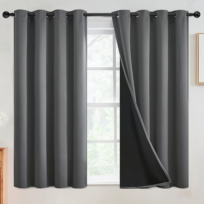 SimpleHome Grey 100% Blackout Curtains Room Darkening Living Room 54 Inch | by SimpleHome