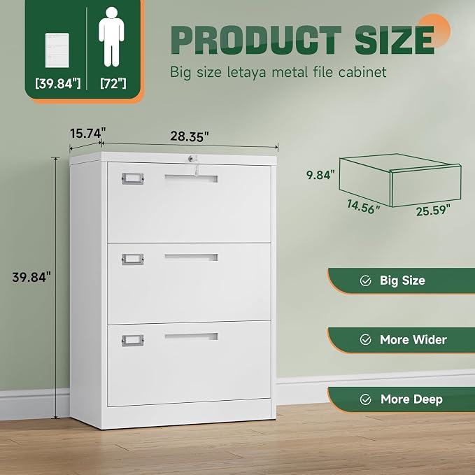 Letaya 3 Drawer File Cabinets - Image 3