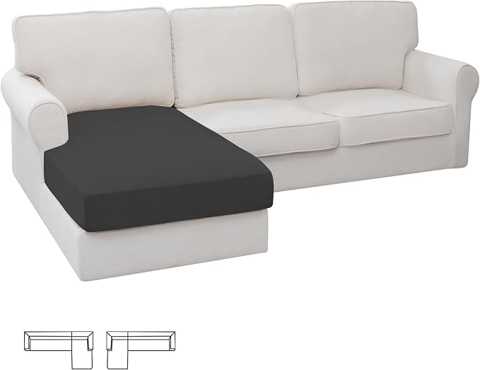 Easy-Going Stretch 1 Piece Chaise Lounge Cushion Slipcover | Sectional Couch by Easy-Going