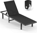 Lounge Chair Outdoor with Wheels, Aluminum Patio Chaise Lounge Chair with 5 by Oasbira