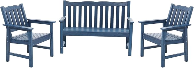 Stoog Outdoor Chairs & Bench Set, All-Weather Patio Furniture Set, Include 2 by Stoog