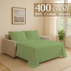 Sleeper Sofa Bed Sheet, 100% Cotton 400 Thread Count, 4 Piece Set, Deep Pocket - Image 2