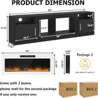 PRETZI Fireplace TV Stand with 36" Fireplace Up to 90" TVs, Remote Control - Image 2