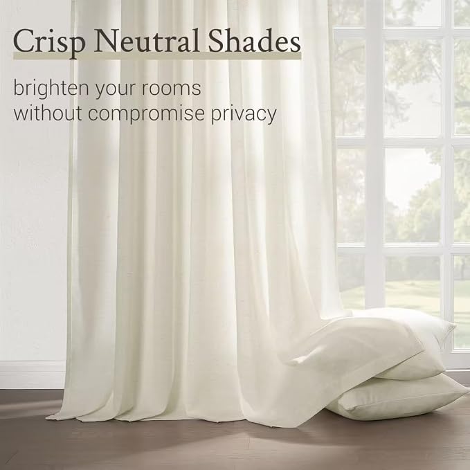 Topfinel 105 Inch Curtains 2 Panels Set, Two Packs Pinch Pleat Back Tab Linen - Image 3