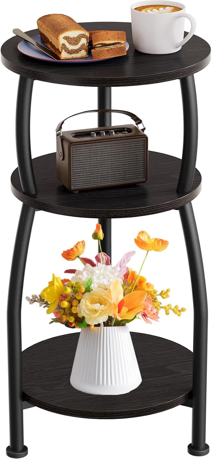 Small Round Side Table, 3-Tier End Table by designyourhome