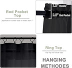 Black Sheer Curtains, Sheer Curtains 96 inches Long 2 Panels Set, Rod Pocket - Image 5
