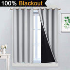 Yakamok Light Grey 100% Blackout Curtains 45 Inches Long 52" Wide 2 Panel | - Image 2