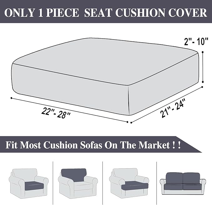 LA MEACK Couch Cushion Cover Seat Cushion Cover Stretch Armchair Cover Separate - Image 6