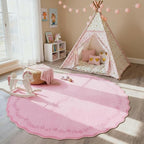 GarveeHome Round Area Rug 5ft Scalloped Washable Circle Rug - Image 2