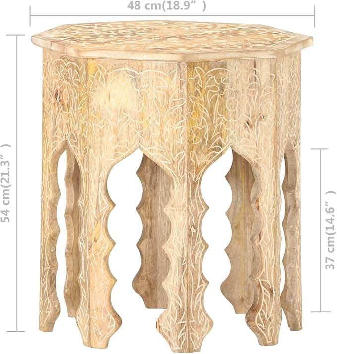 vidaXL Bohemian-Style Side Table in Solid Mango Wood - Image 7