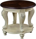 Round End Table for Living Room, Solid Wood Sofa Side Table by FGXJY
