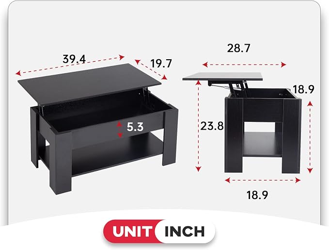 FDW 39.4" Lift Top Coffee Table - Image 3