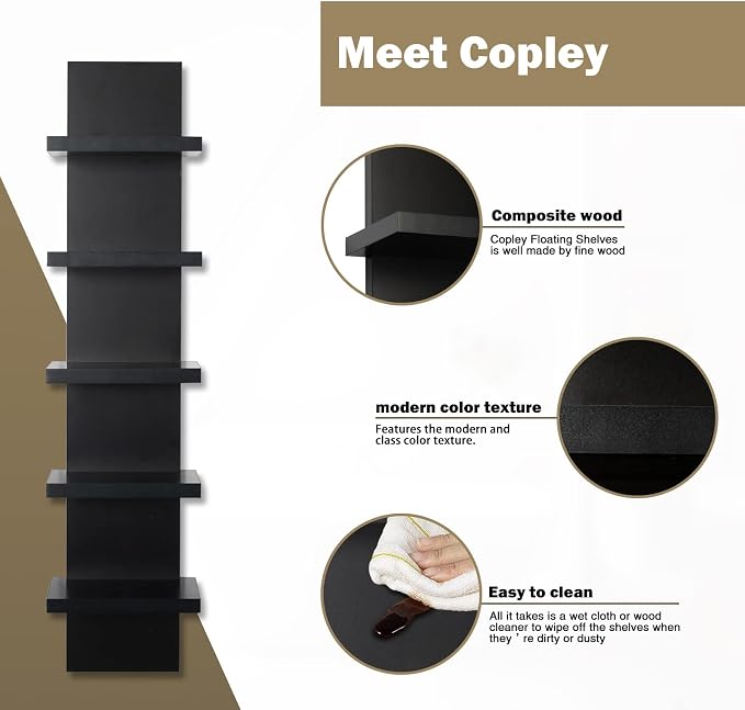 Homaterial 5 Tier Shelvesl, Vertical Column Wall Decor Mount Floating Shelves - Image 4