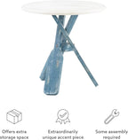 Powell Round Top Shanice Oar Coastal Blue and White Side Table - Image 9