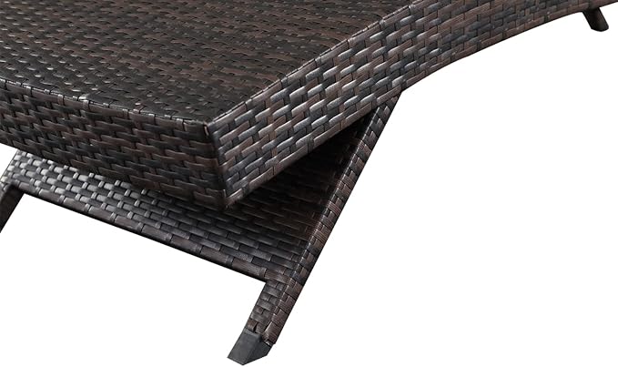 79'' Long Reclining Chaise Lounge + Side Table Set of 2, Outdoor Wicker - Image 7