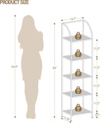 Hzuaneri Bookcase Bookshelf, Tempered Glass Arched Bookshelf - Image 2