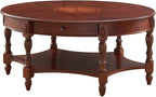 Traditional Solid Wood Oval Coffee Table, Elegant Center Table by BAXMUY