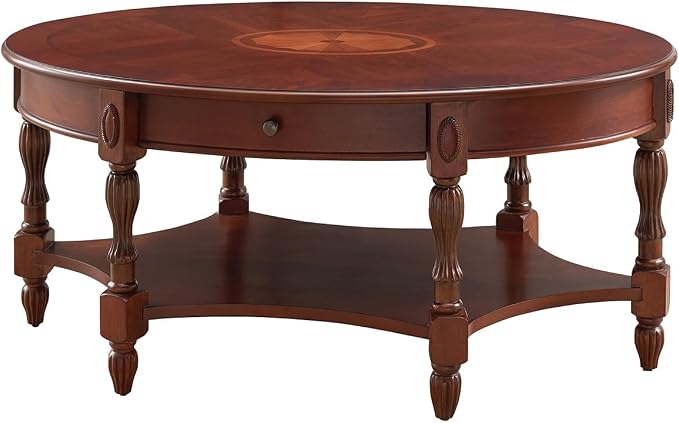 Traditional Solid Wood Oval Coffee Table, Elegant Center Table by BAXMUY