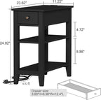 ChooChoo Narrow End Table with Charging Station, Side Table Living Room with - Image 3