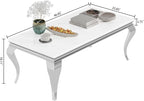 Henf 47" Modern White Faux Marble Coffee Table - Image 2