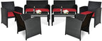 Tangkula Patio Wicker Conversation Furniture Set, Patiojoy Sofa & Table Set w/4 by TANGKULA