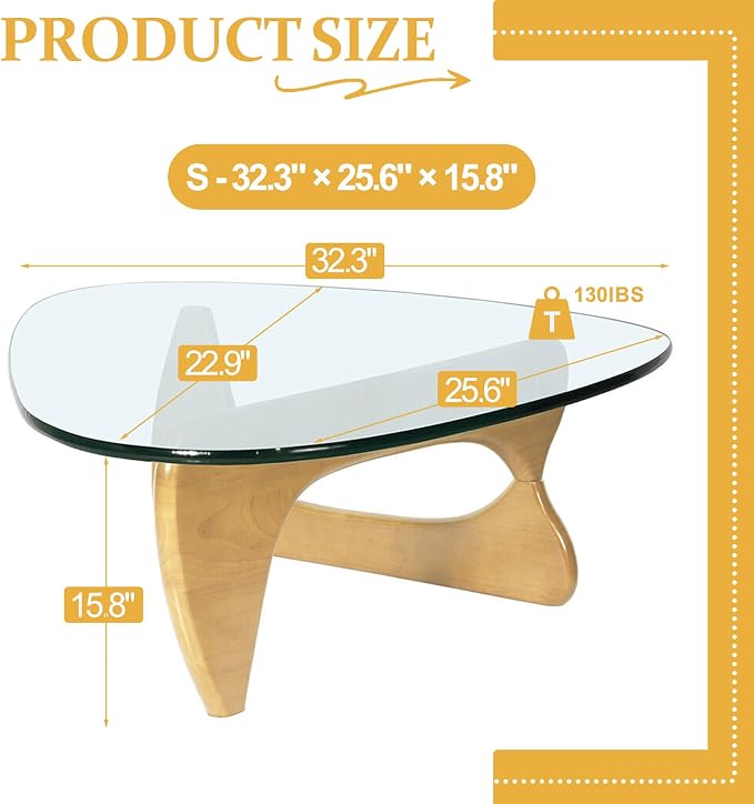 Glass Coffee Table, 35.8" Modern Center Table - Image 2