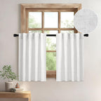 MIULEE Bleached Linen Kitchen Curtain 36 Inch Length 2 Panels Farmhouse | by MIULEE