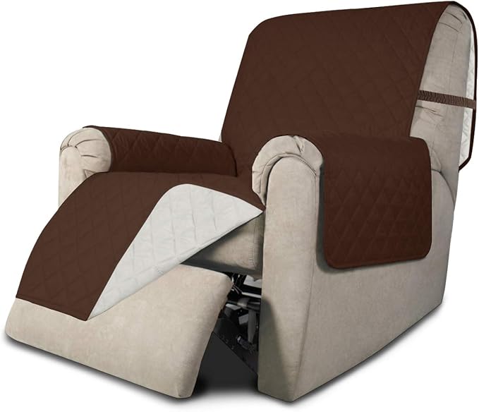 Easy-Going Reversible Couch Cover, Recliner 19 in, Coffee/Ivory | Machine by Easy-Going